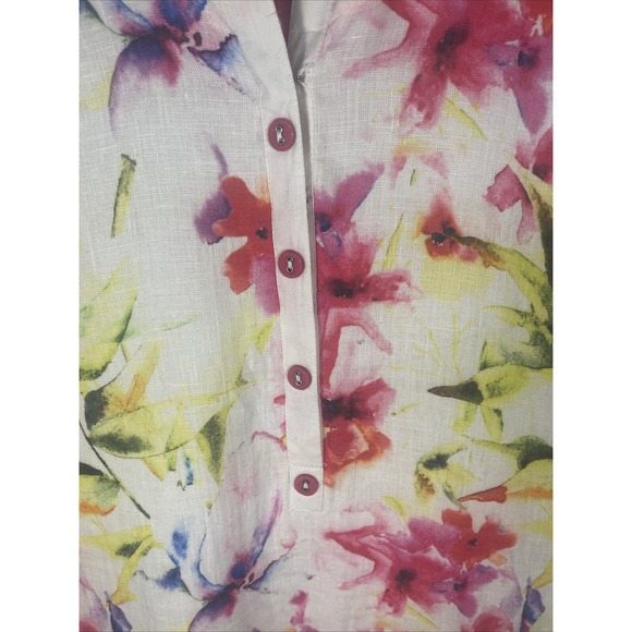 Linen and Linens‎ by Vrijesh Floral A Line Dress Kurta Sz L Lined Pink Yellow - Picture 4 of 10